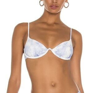 NWT JONATHAN SIMKHAI Revolve Bridgette Underwire Bikini Top In Sky Tie Dye XS